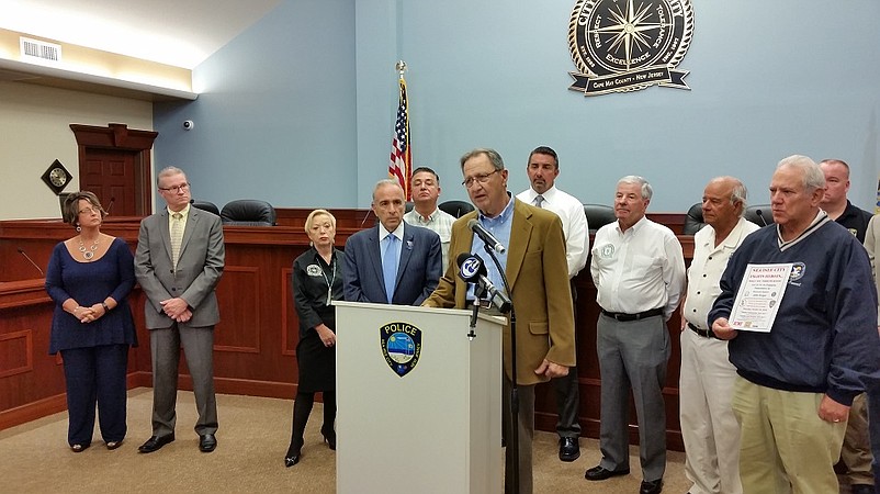 Sea Isle City Board of Education President Dan Tumolo, at podium, said children generally become aware of drugs as early as the seventh grade.