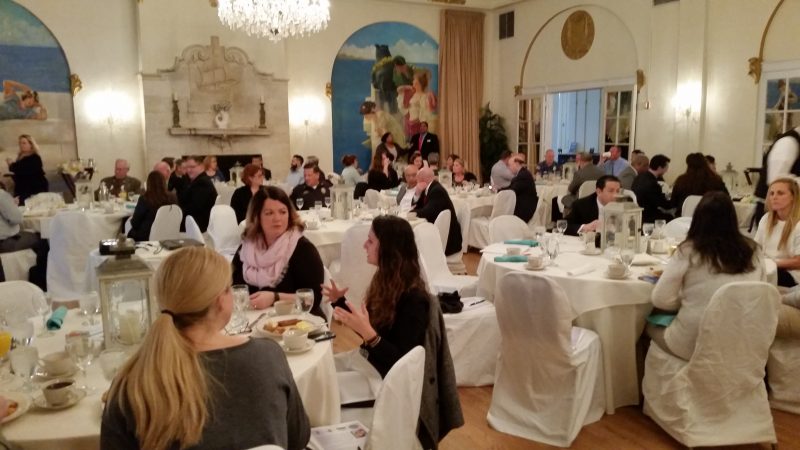 The audience at the Flanders Hotel included representatives of social services groups, the political world and law enforcement.