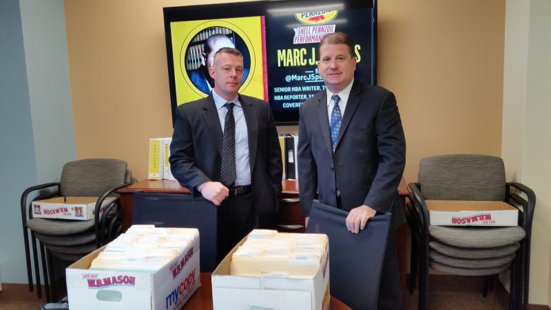 Lt. William Baskay, left, of the Mount Laurel Township Police Department, and Capt. Thomas Reinholt, of the Evesham Police Department, were part of the accreditation assessment team.