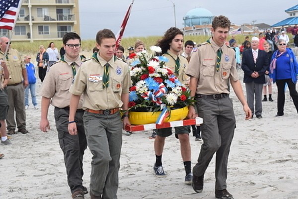 Boy Scout Troop 76 of Sea Isle City walks a Naval tribute to the Ocean.