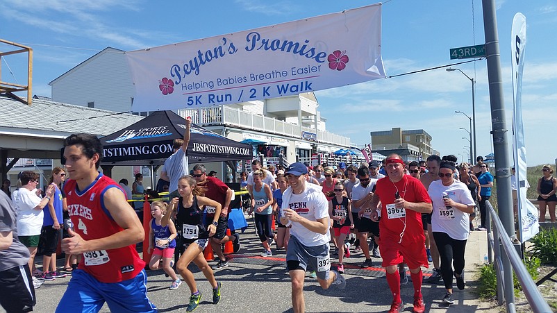 Runners get underway for the start of the race on Sea Isle City's oceanfront Promenade.