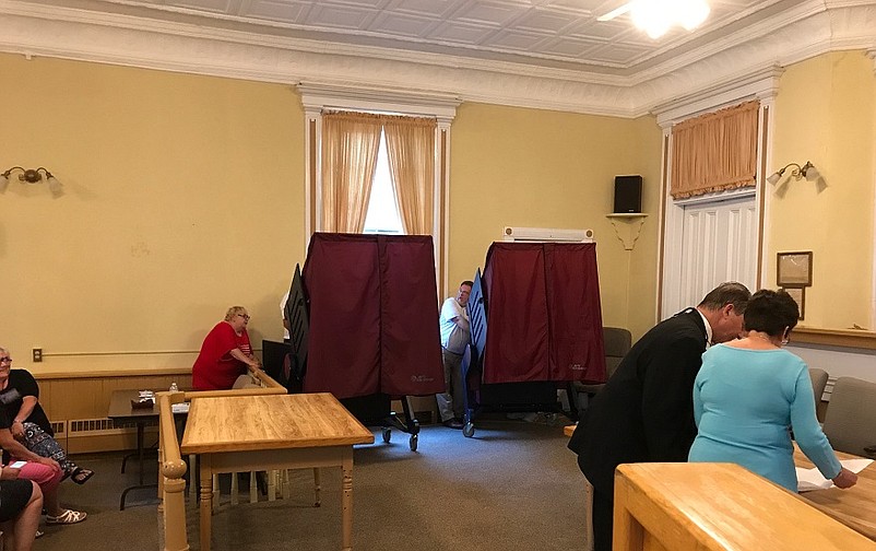 The voting machines at the Old Cape May County Court House on Tuesday night.  