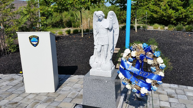 A wreath bearing Cullinane's nickname, "Mickey," adorns the Sea Isle City memorial that honors him and other fallen officers across the country.