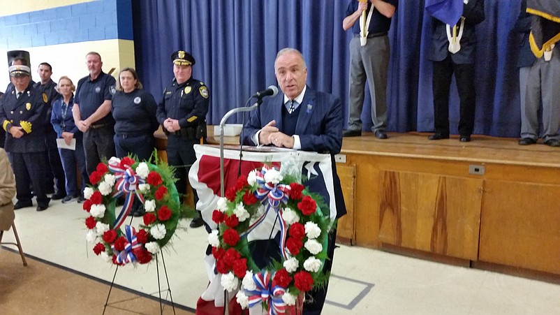 In his keynote remarks, Mayor Leonard Desiderio spoke of the sacrifices made by all veterans and the help many of them need in their transition back to civilian life.