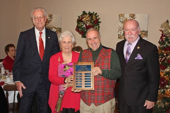 On December 14, Monica Santarcangelo, of Sea Isle City, was declared AARP Chapter 710’s 2017 Volunteer of the Year.  The perennial community servant is shown during Chapter 710’s annual Holiday Luncheon with (from left) AARP Chapter 710 President Frank Roach, Sea Isle City Mayor Leonard Desiderio, and Assemblymen Bruce Land.