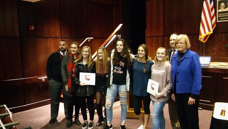 Members of the girls field hockey were recognized.