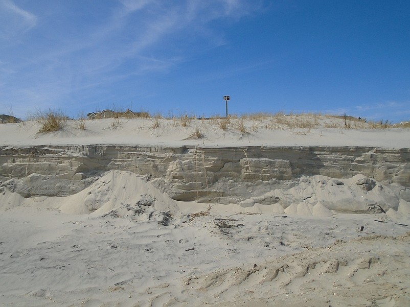 Parts of the dunes are washed away in the Townsends Inlet section between 85th and 89th streets.