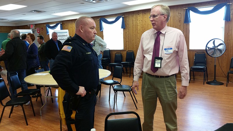 McQuillen and Cape May County Engineer Dale Foster discuss safety improvements that are planned this summer for the Landis Avenue corridor in Sea Isle.