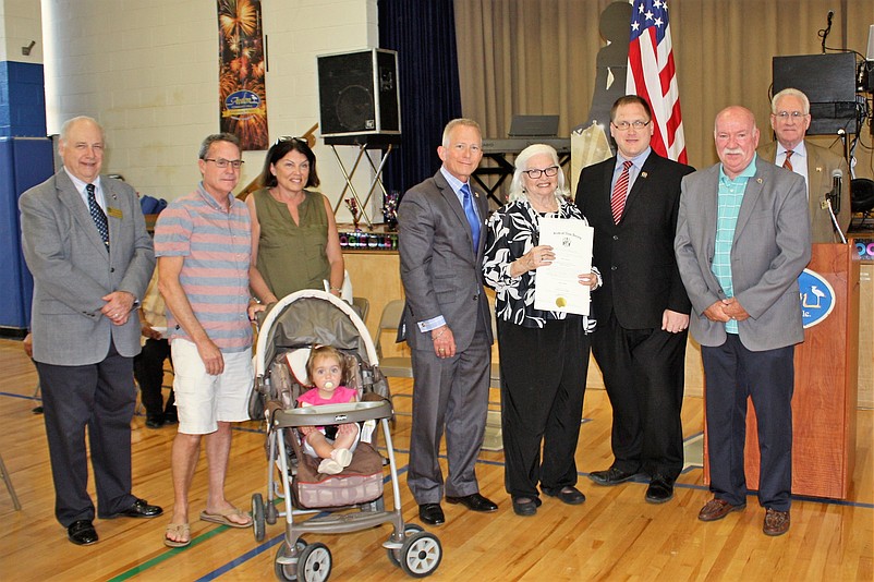 AARP Chapter 710 member Marion Ingram, of Strathmere, was declared Cape May County's Division of Aging’s Female of the Year. Ingram (second from left), was also honored by state officials on May 3 with Senator Jeff Van Drew, Assemblyman Bob Andrzejczak, Assemblyman Bruce Land and Cape May County Freeholder Jeffrey Pierson. (Photo Courtesy Sea Isle City)