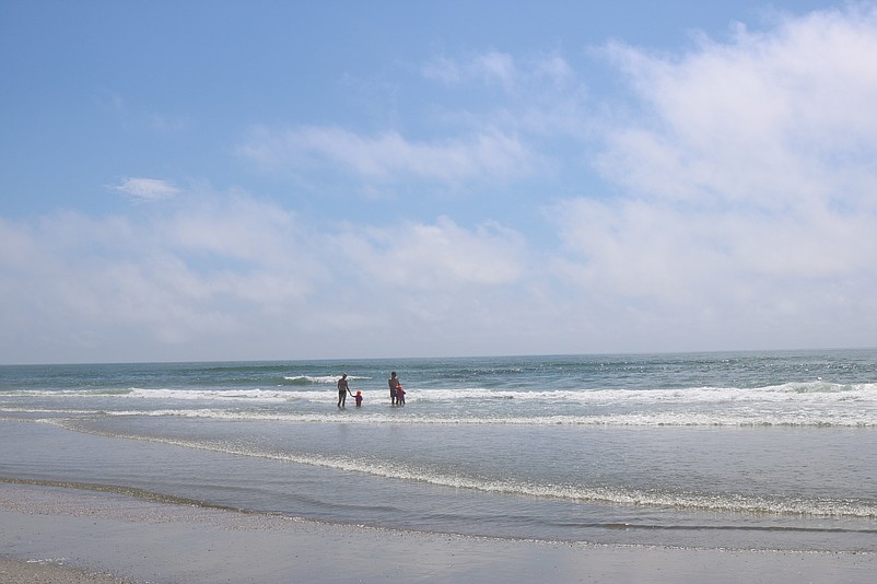 Some beachgoers took a dip.