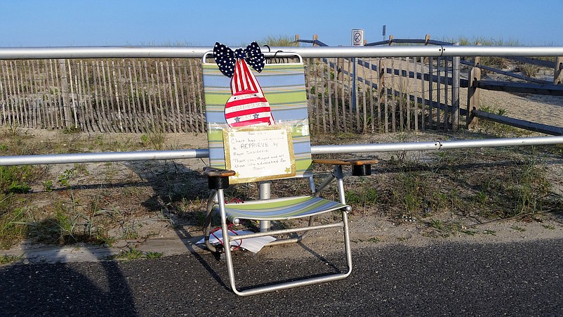 A handwritten sign dated June 26 notes that the chair "has been granted a reprieve by Mayor Desiderio" 