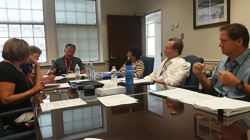 The Cape May County Bridge Commission board members and staff discuss the Townsends Inlet Bridge project during their meeting Thursday.