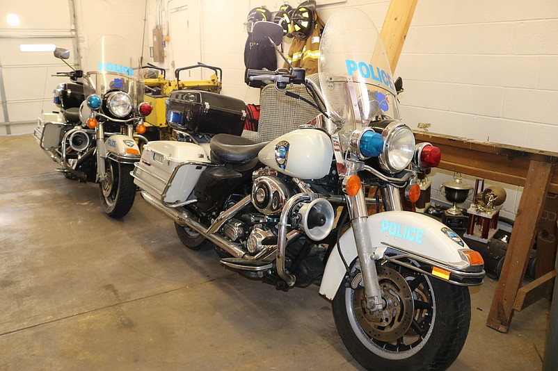 Now stored in a fire house, the two Road King Police Edition Harley-Davidsons are being traded in for $5,000.