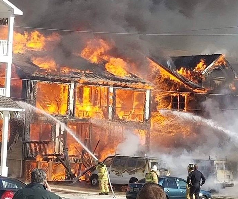 One home is destroyed and two others are badly damaged in a fire on 54th Street in Sea Isle City. (Photo Courtesy of Drew Fasy)