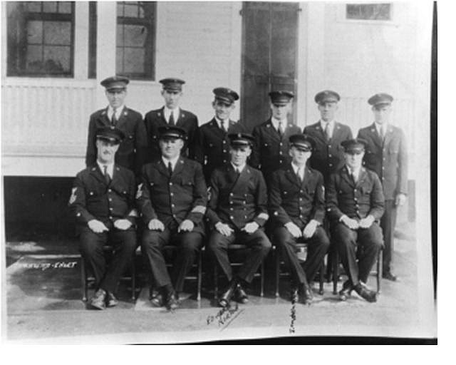 An undated photo shows some of the crew members who served at the station years ago. (Courtesy of U.S. Coast Guard)