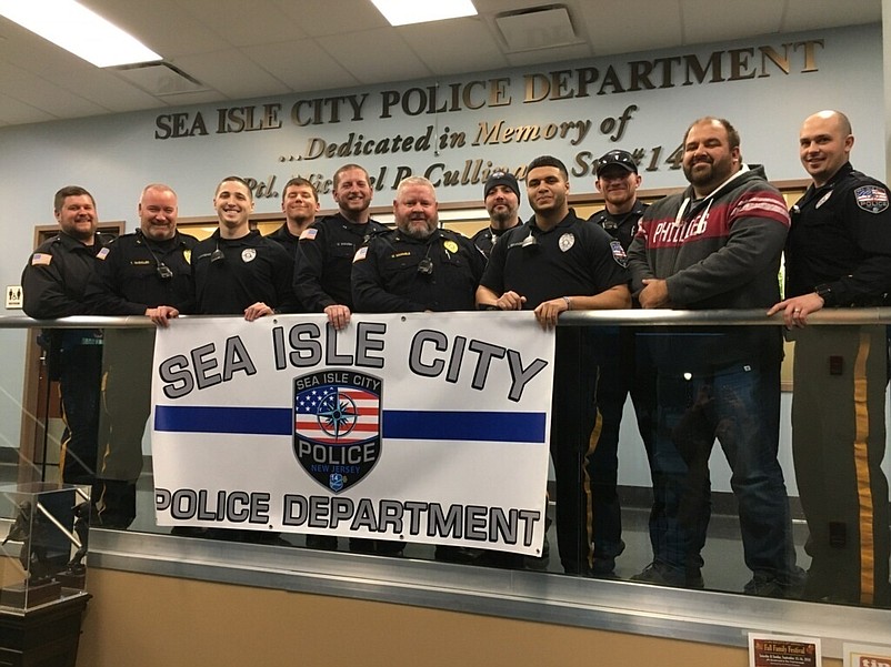 Sea Isle City police officers will continue their unshaven appearance through December for a good cause. Photo is from 2018 No Shave November fundraising drive. (Courtesy Sea Isle City Police Department)