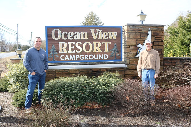 Scott Turner, left, and his father, Doug, owners of the Ocean View Resort in Dennis Township, say the shuttle service linking their campground with Sea Isle is a success.