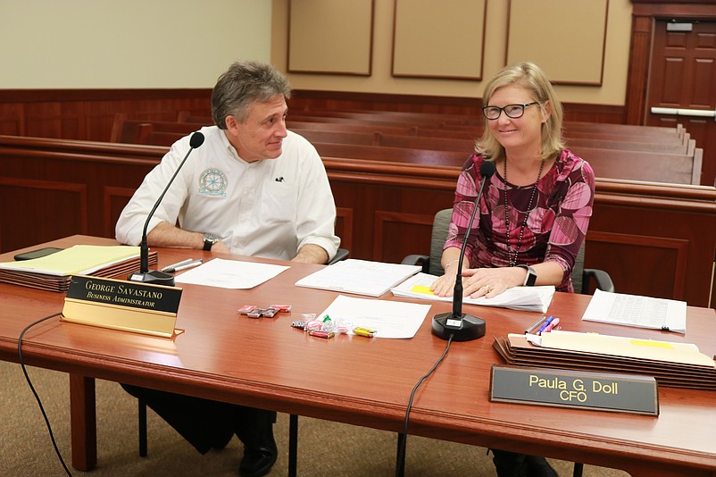 Chief Financial Officer Paula Doll is joined by City Business Administrator George Savastano during a presentation on the budget.