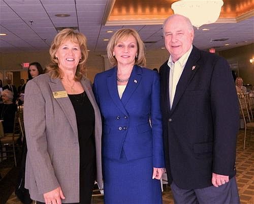 Marie Hayes, left, with former New Jersey Lt. Gov. Kim Guadagno and Cape May County Freeholder Director Gerald Thornton at a recent Women in Leadership Conference at Stockton University. (Photo Credit Cape May County Government website) 