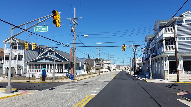 The empty intersection at Landis Avenue and 86th Street shows just how quiet the roads can be during the off-season.