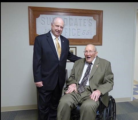 Freeholder Director Gerald Thornton with Bill Hentges.