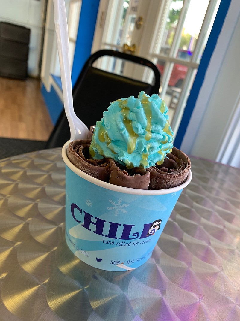 The “C” Turtle from the menu contains chocolate ice cream with caramel, “C” salt, and is topped off with “Chill Whip.”