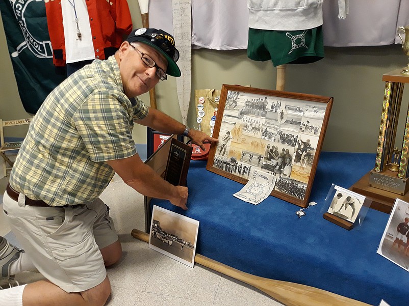 Eric Greensmith, who was a Sea Isle lifeguard before he became a Pennsylvania anesthesiologist, points to himself in an old beach patrol photo fom the 1970s.