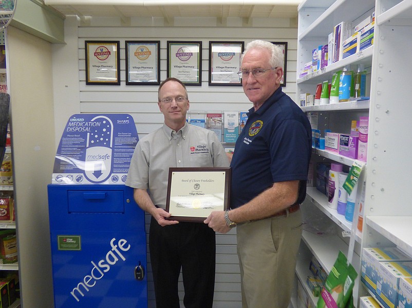 Freeholder Jeffrey Pierson visits Village Pharmacy in Marmora. (Photos courtesy Cape May County)