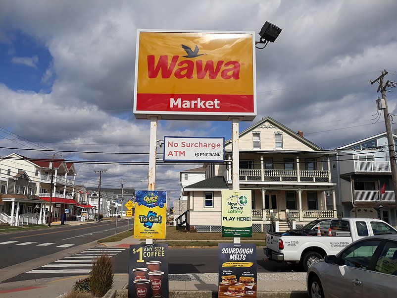 The Wawa sign overlooks Landis Avenue at the corner of 38th Street.