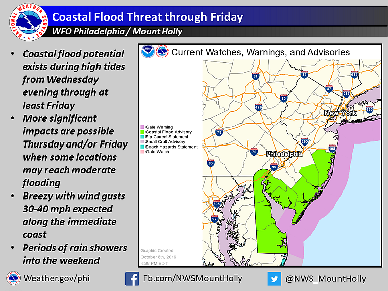 Coastal flooding map courtesy of National Weather Service.