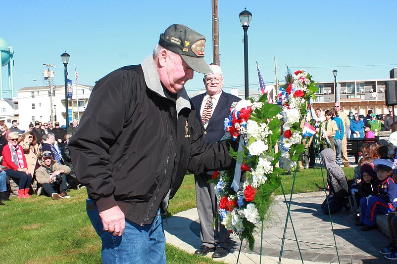 Wreaths will be placed at the base of the Veterans Park Memorial Fountain during the ceremony. (Photo courtesy of Sea Isle City)