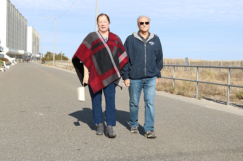 Pam and Joe Graziano, of Havertown, Pa., stroll along the quiet Promenade.