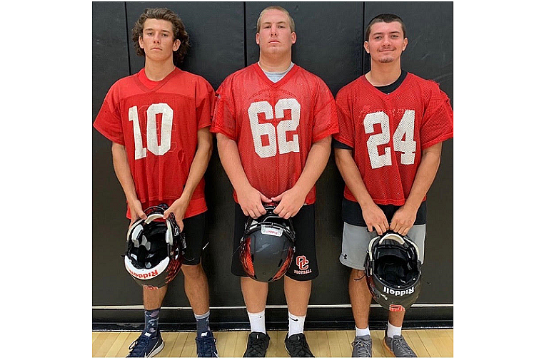 Red Raiders Football 2019 Captains – (Left to Right) – Beckmann, Armstrong, Inserra