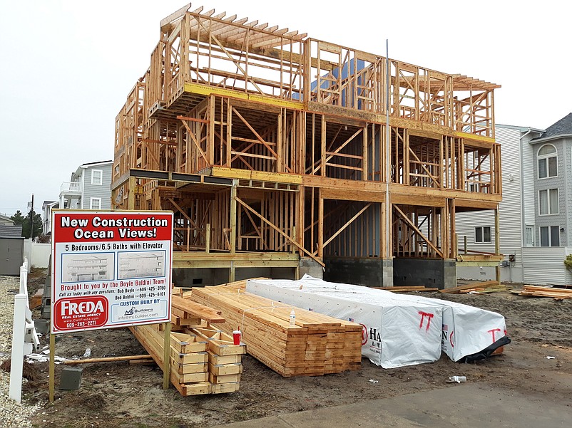 A large, custom-built home is under construction at the ocean end of 63rd Street.