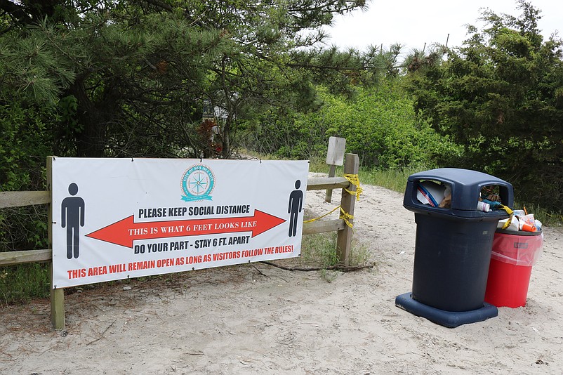 One of the social distancing signs scattered around Sea Isle reminds everyone to stay at least six feet apart from strangers.