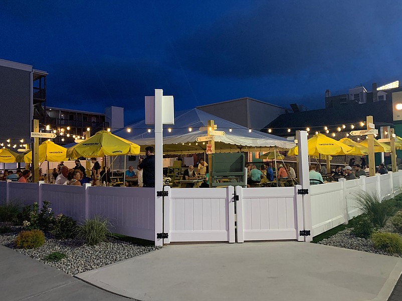 Umbrellas and tables are spaced apart to meet social distancing guidelines. (Courtesy of O'Donnell's Pour House)