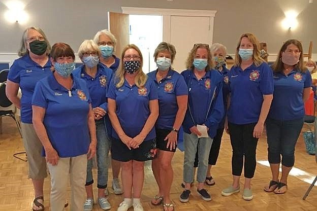 Wearing protective masks during the pandemic, the members of Sea Isle City’s VFW Post 1963 Auxiliary elect their officers for the coming year. (Photo courtesy of Sea Isle City)