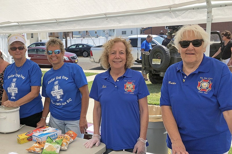 The Auxiliary is active in fundraisers each year to help veterans. Shown during a pre-pandemic fundraiser are, from left, Bonnie McCool, Patti Lloyd, Lori Rekus, and Ruth Brown. (Photo courtesy Sea Isle City)