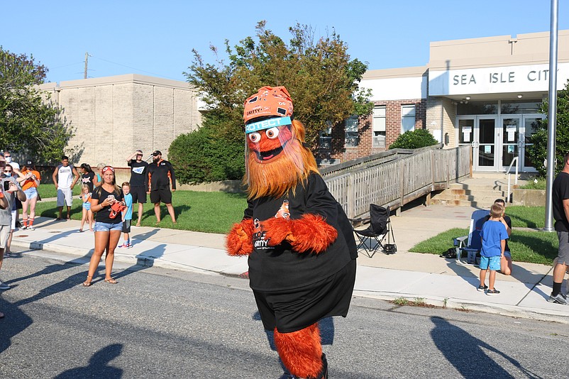 Gritty made a special appearance in Sea Isle City in 2020 for a Flyers parade.