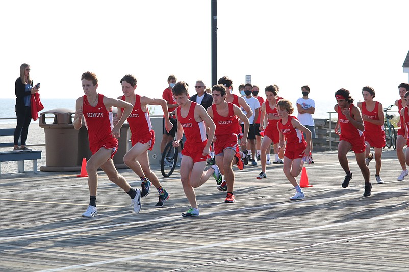 The boys get underway on the Boardwalk.