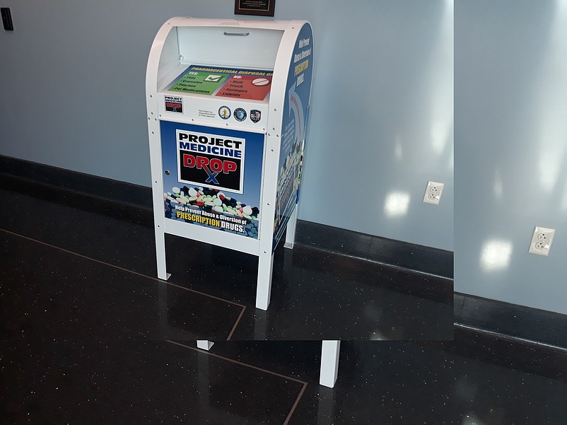 A medicine drop box in the first floor lobby at City Hall is where people may dispose of unwanted prescriptions.