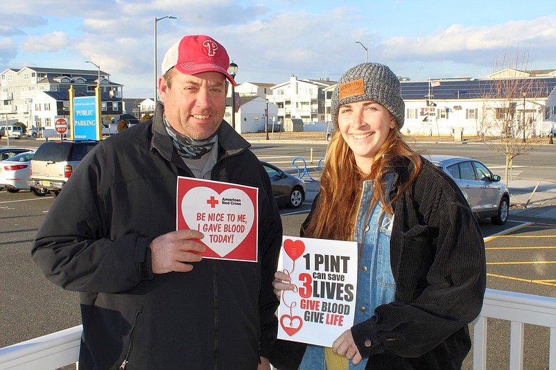 Blood donors included John McLaughlin, owner of O'Connor Landscaping in Sea Isle, and his daughter, Bridget.