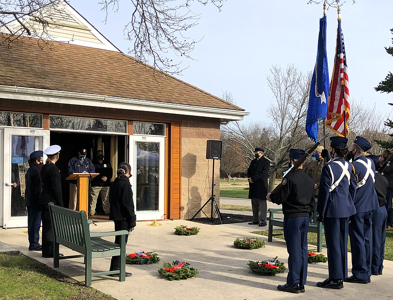 Ceremonial wreaths are dedicated prior to being placed at the Gerald M. Thornton Veterans Cemetery of Cape May County. (Photos courtesy of Doug Otto)