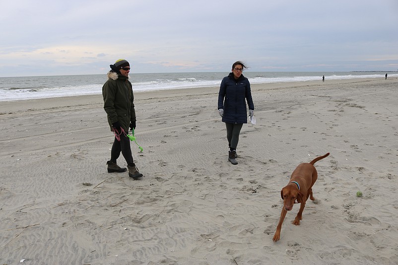 Ryan and Kerry O'Connell, of Downingtown, Pa., enjoy some time on the beach with their dog, Lola, last January. Dogs, however, are not allowed on the beaches during the summer.