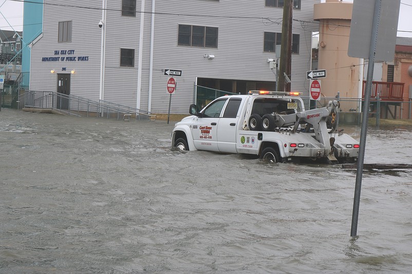 Floodwaters rise during a three-day coastal storm in February 2021.