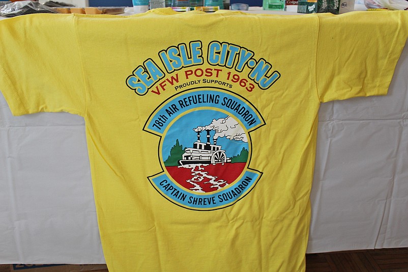 As part of their 2021 “Adopt-a-Troop” program, the members of VFW Post 1963’s Auxiliary in Sea Isle City donate customized T-shirts such as this one in 2021.