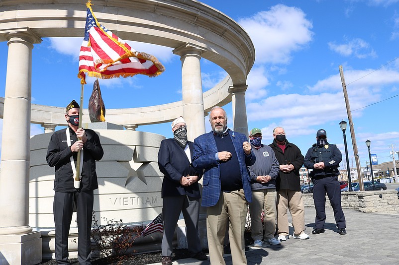 Sea Isle Mayor Leonard Desiderio, in foreground, said during the gathering that Vietnam veterans often "have been overlooked."