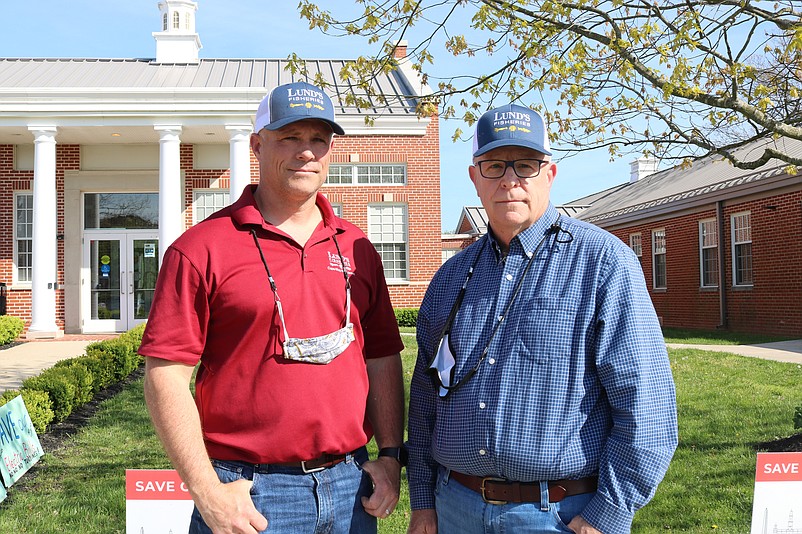 Wayne Reichle, left, and his father, Jeff Reichle, both of Lund Fisheries Inc. in Cape May, worry about what a wind farm could do to their industry.