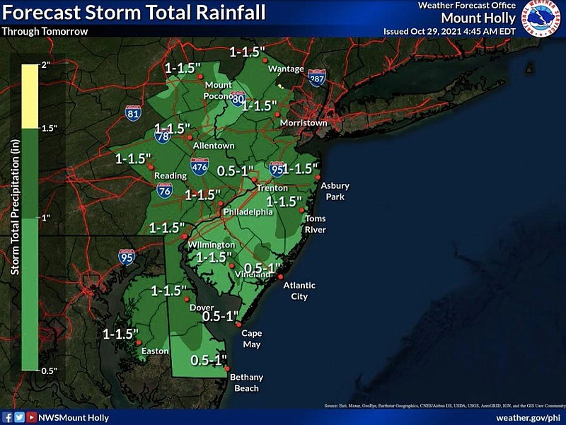 Storm rainfall map. (Courtesy of National Weather Service)