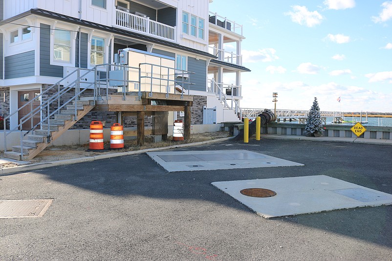 Sea Isle's first stormwater pumping station was built at the bay end of 38th Street in 2019. Most of it is underground, except for the enclosed control panel shown at the top of the steps.